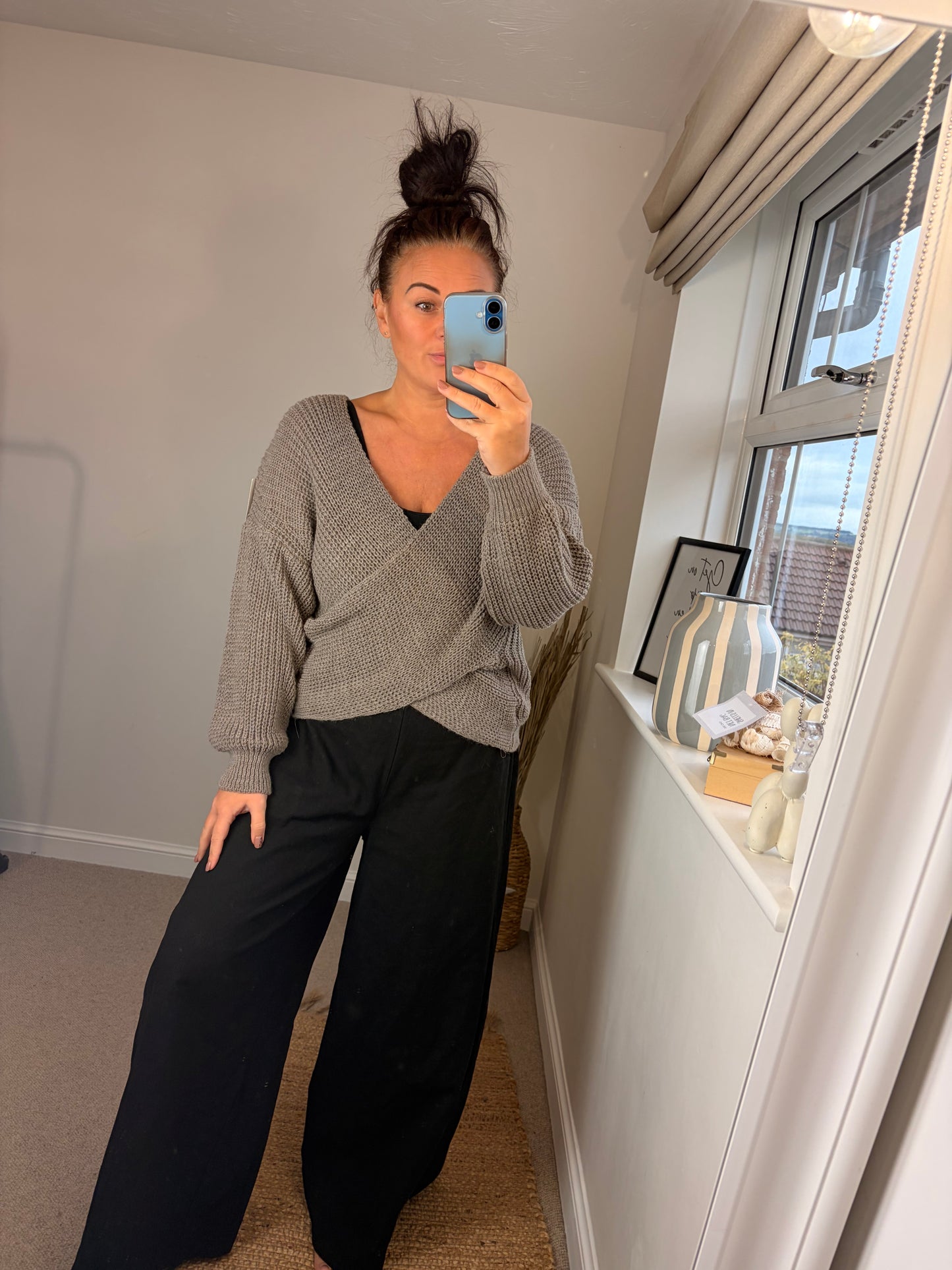 Chunky Knit Wrap Jumper - Mocha