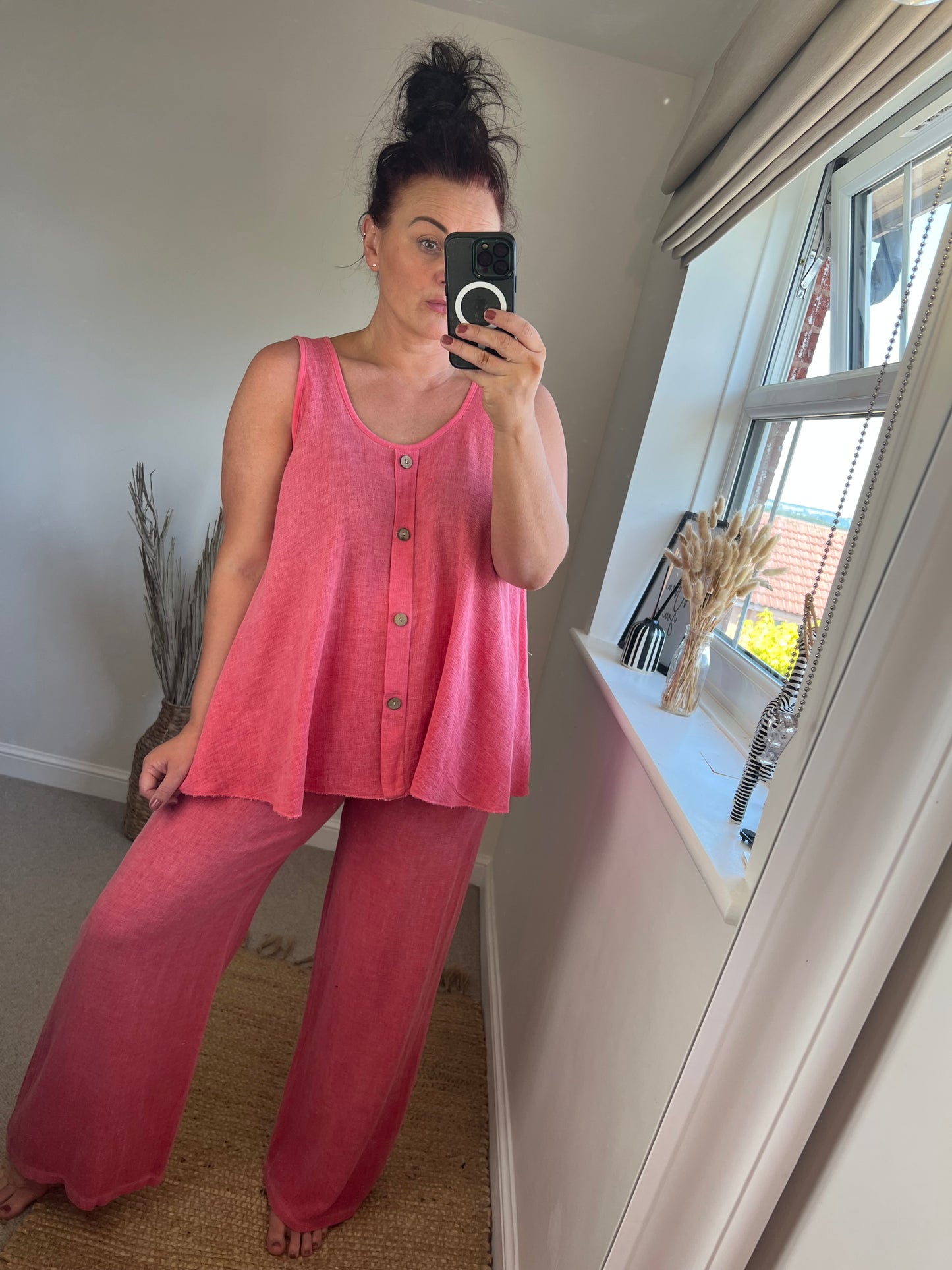 Linen Mix Vest - Rose
