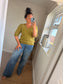 V Neck Three Quarter Jumper - Pistachio