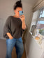 Batwing Fine Knit Jumper - Chocolate