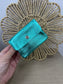 Leather Purse - Metallic Aqua