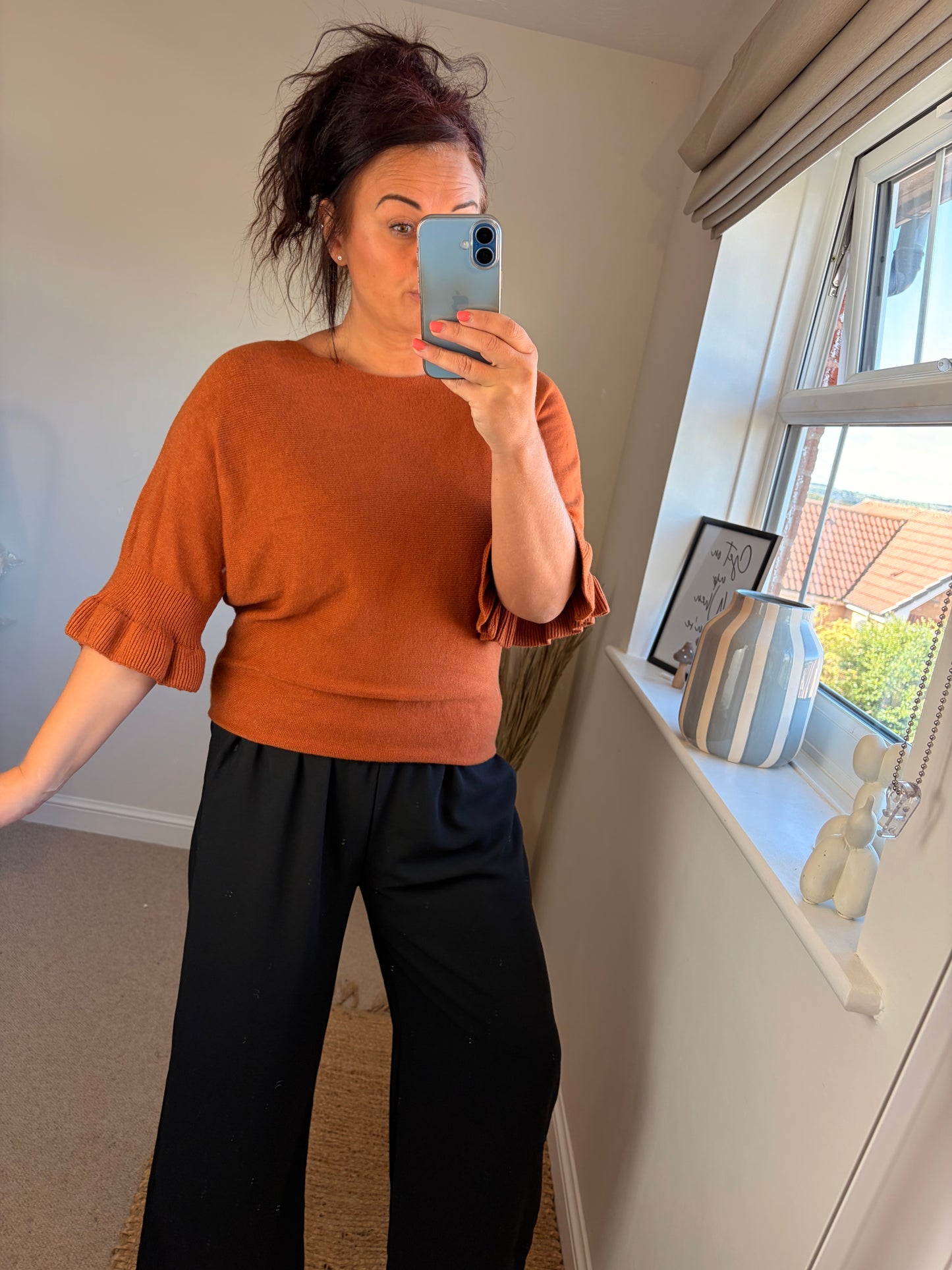 Flute Sleeve Jumper - Rust