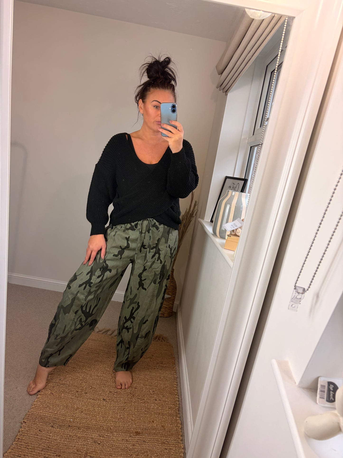 Camo Barrel Leg Trousers