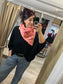 Handkerchief Triangle Scarf - Pink/Yellow Leopard