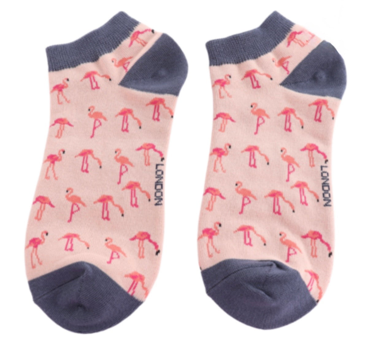 Miss Sparrow Bamboo Trainer Socks - Wild Flamingos