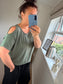Cold Shoulder Studded Top - Khaki
