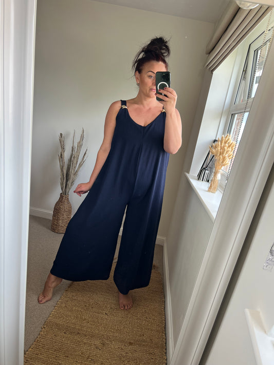 Wide Leg Jumpsuit - Navy