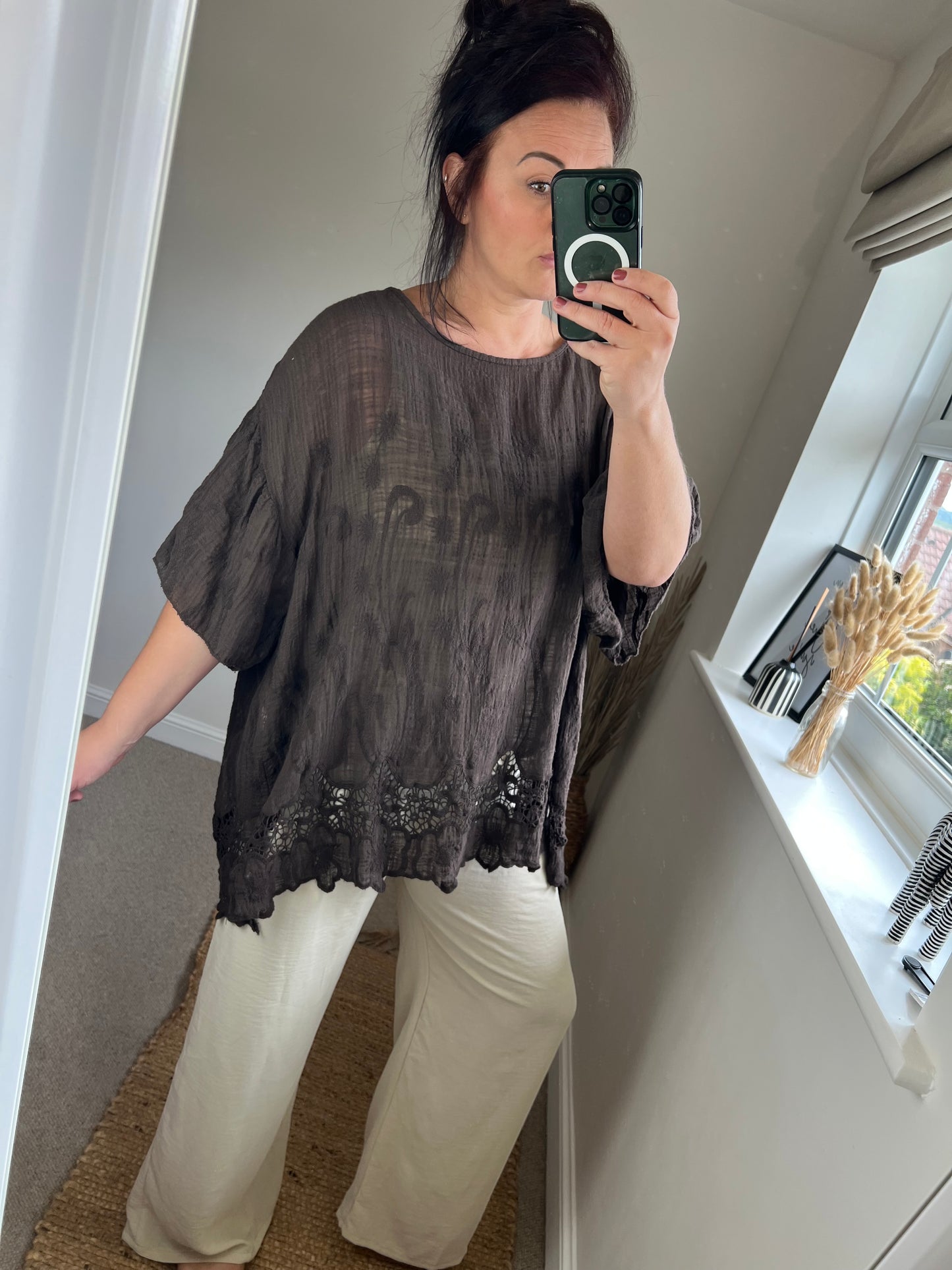 Cotton Kaftan Top - Chocolate