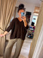 V Neck Stitch Jumper - Chocolate