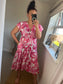LOTTIE Midi Button Dress with Pockets - Cerise