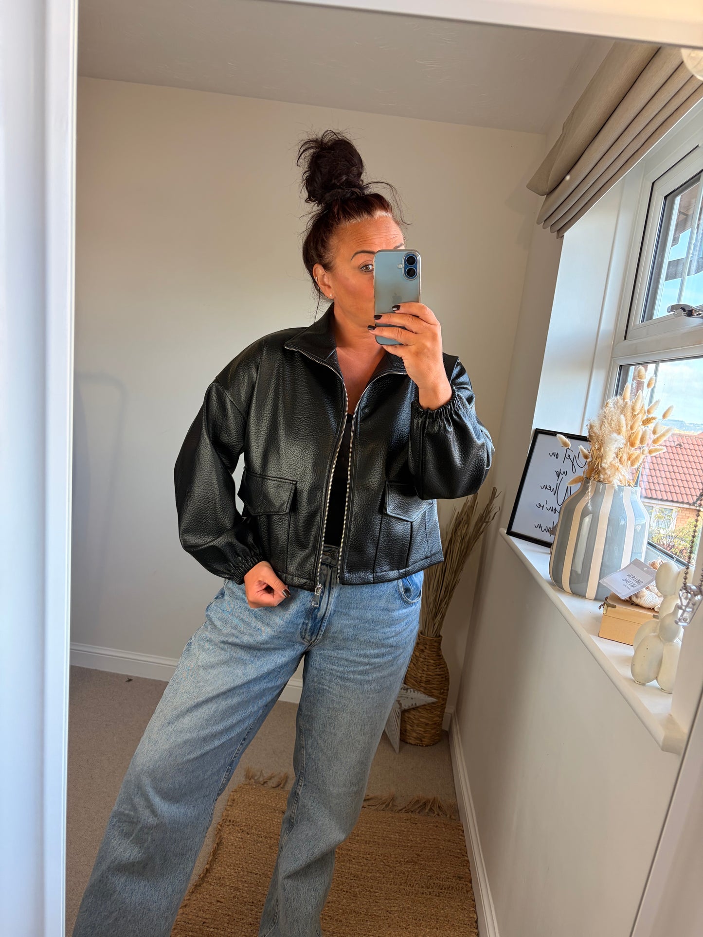 Faux Leather Jacket - Black