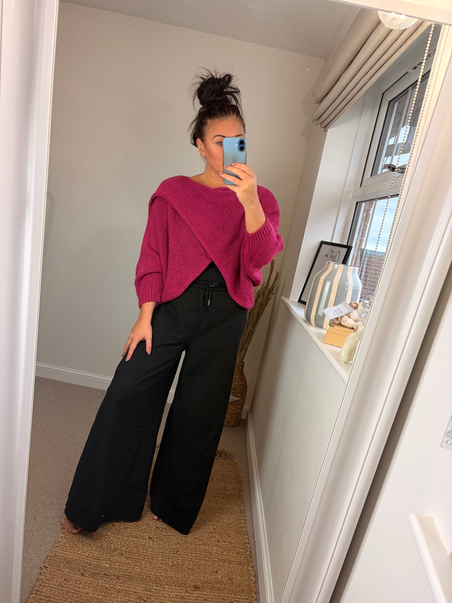 Chunky Knit Wrap Jumper - Magenta