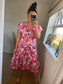 LOTTIE Midi Button Dress with Pockets - Cerise