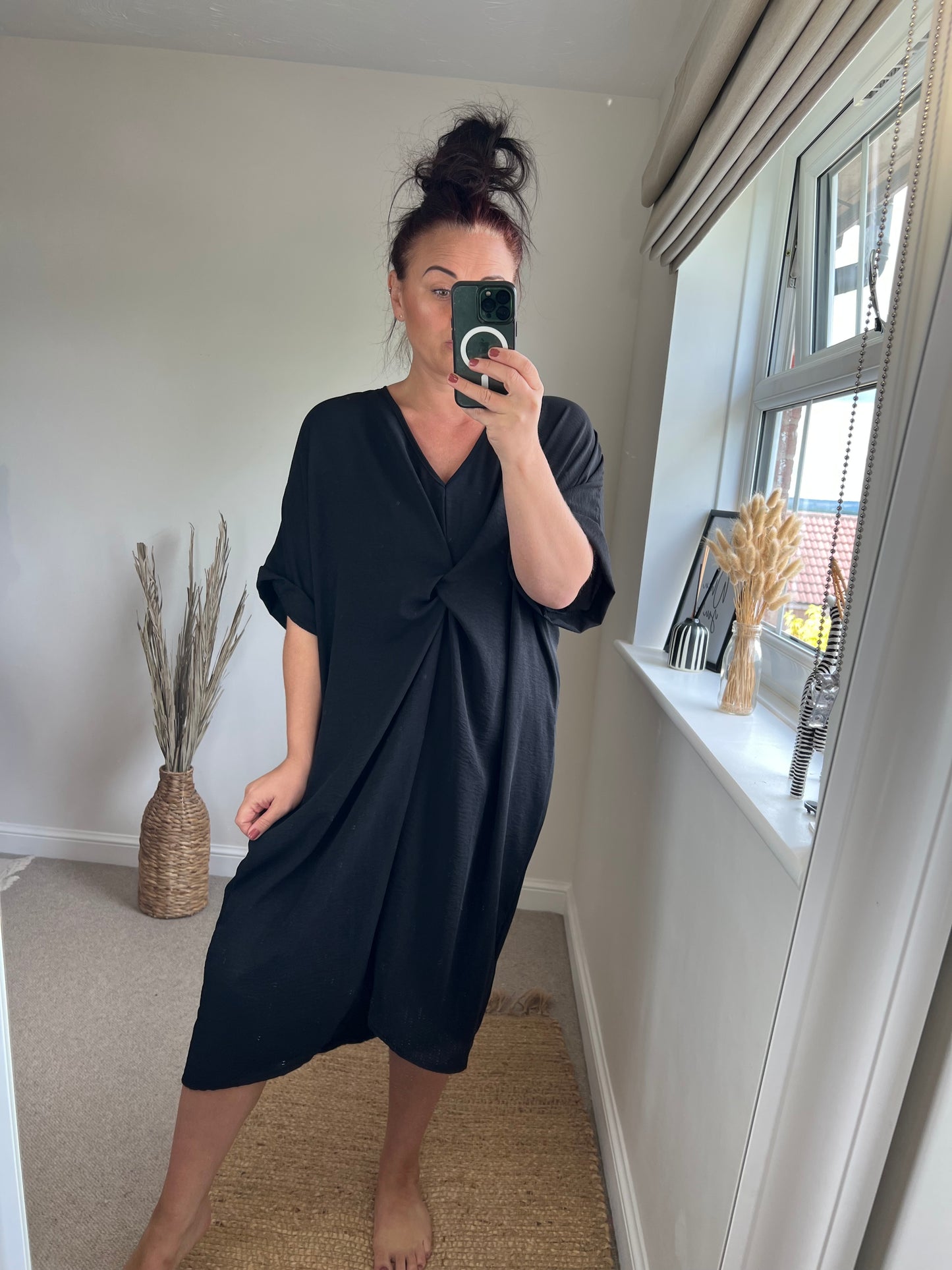 Twist Front Dress - Black