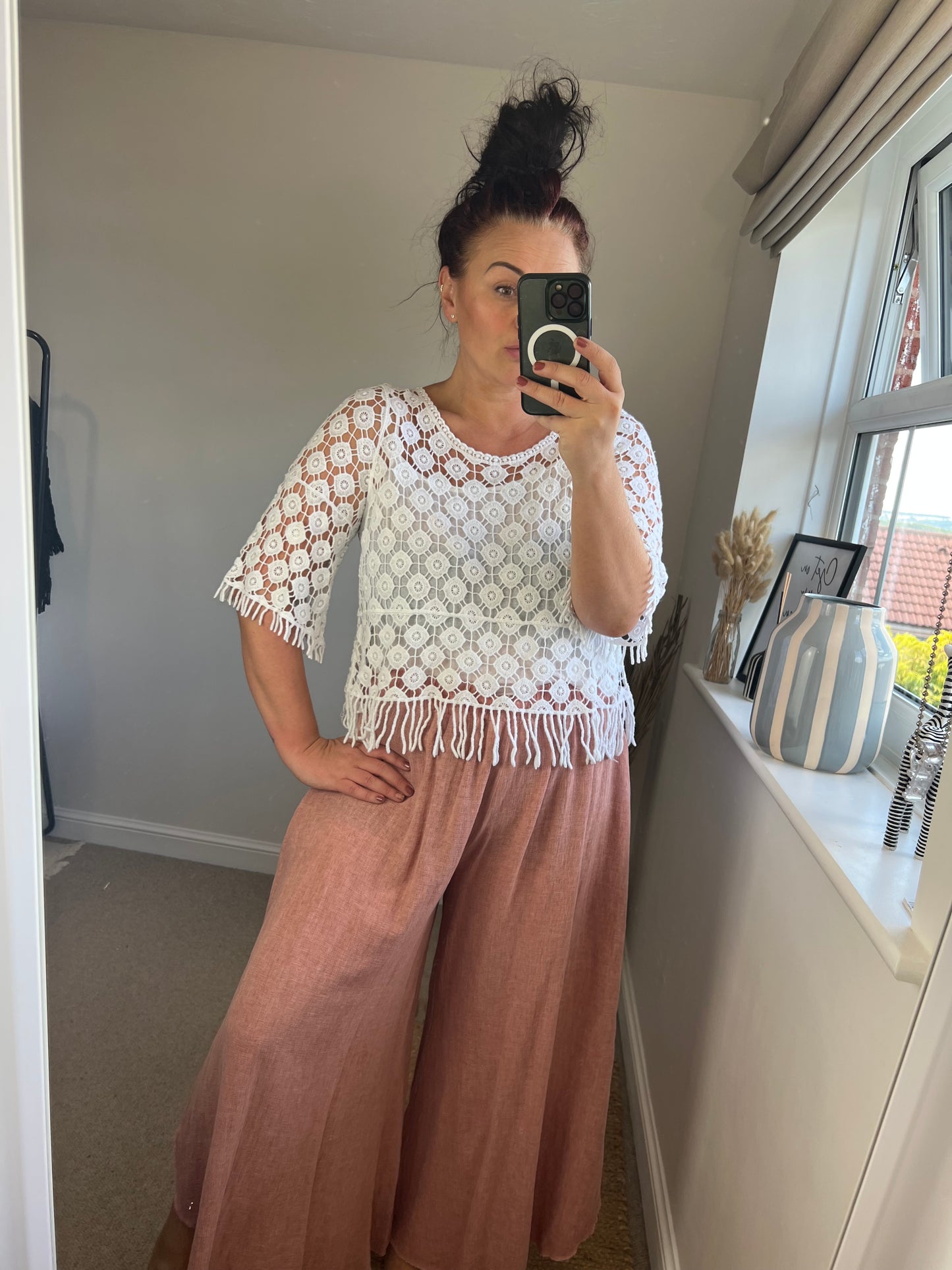 Crochet Tassel Top - White
