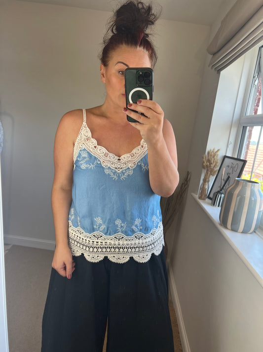 Crochet Cami Top - Blue