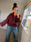 Stripe Bomber Jacket - Wine
