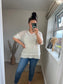 Raw Edge Mesh Top - Beige