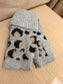 Leopard Fingerless Gloves - Grey