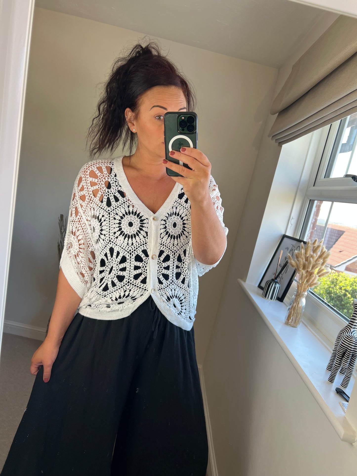 Crochet Scooped Cardi - White