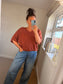 V Neck Jumper - Rust