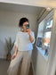 Linen Drawstring Arm Top - White