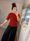 Crop Sleeve Jumper - Rust