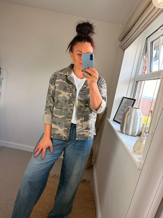 Camo Shirt Jacket - Stone