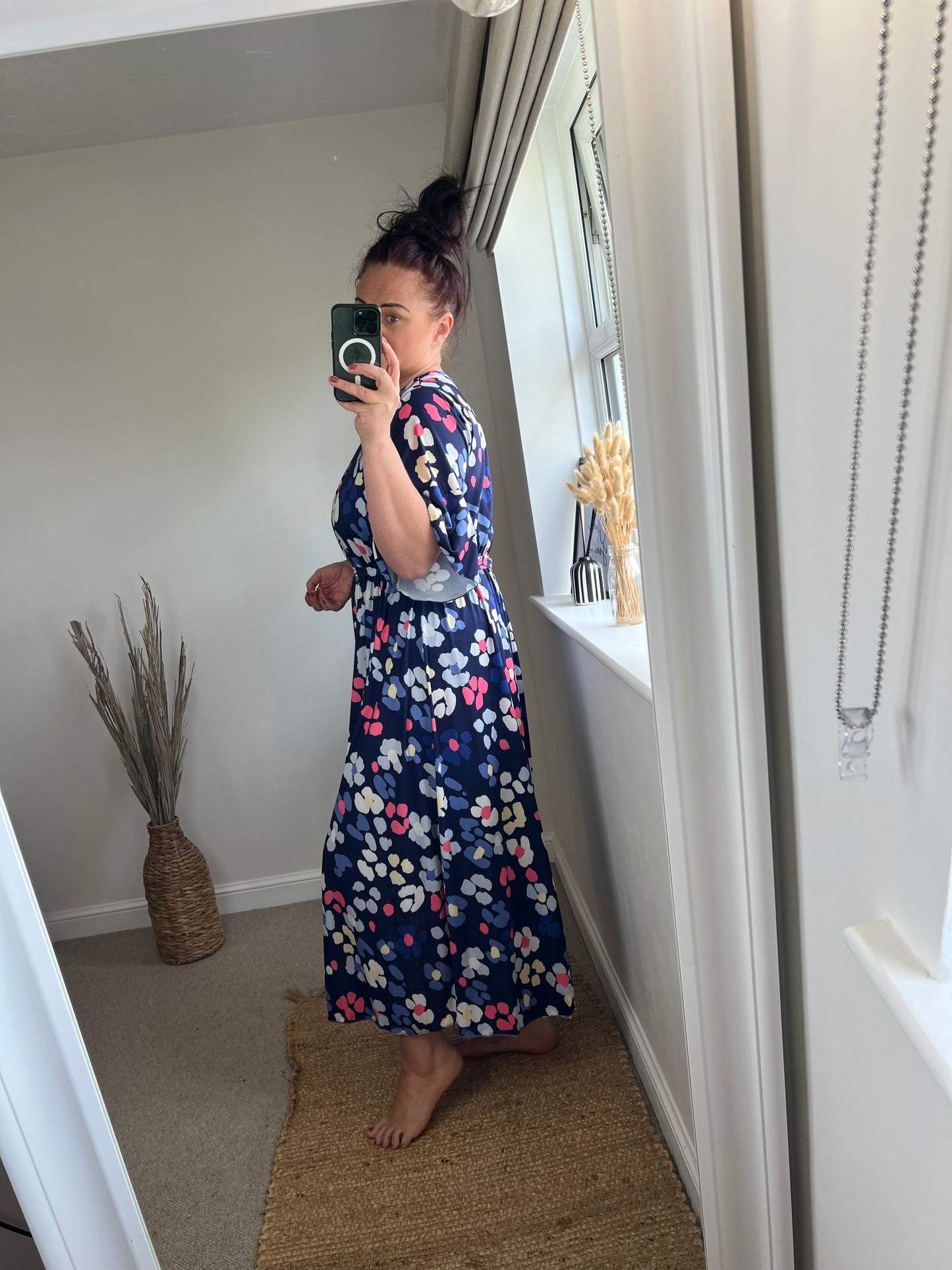 Belted Leopard Dress - Navy