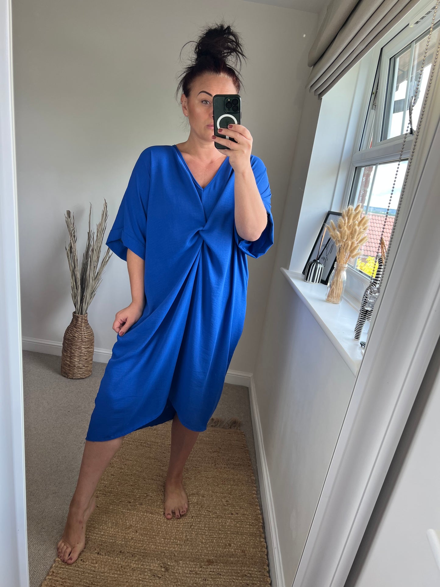 Twist Front Dress - Cobalt
