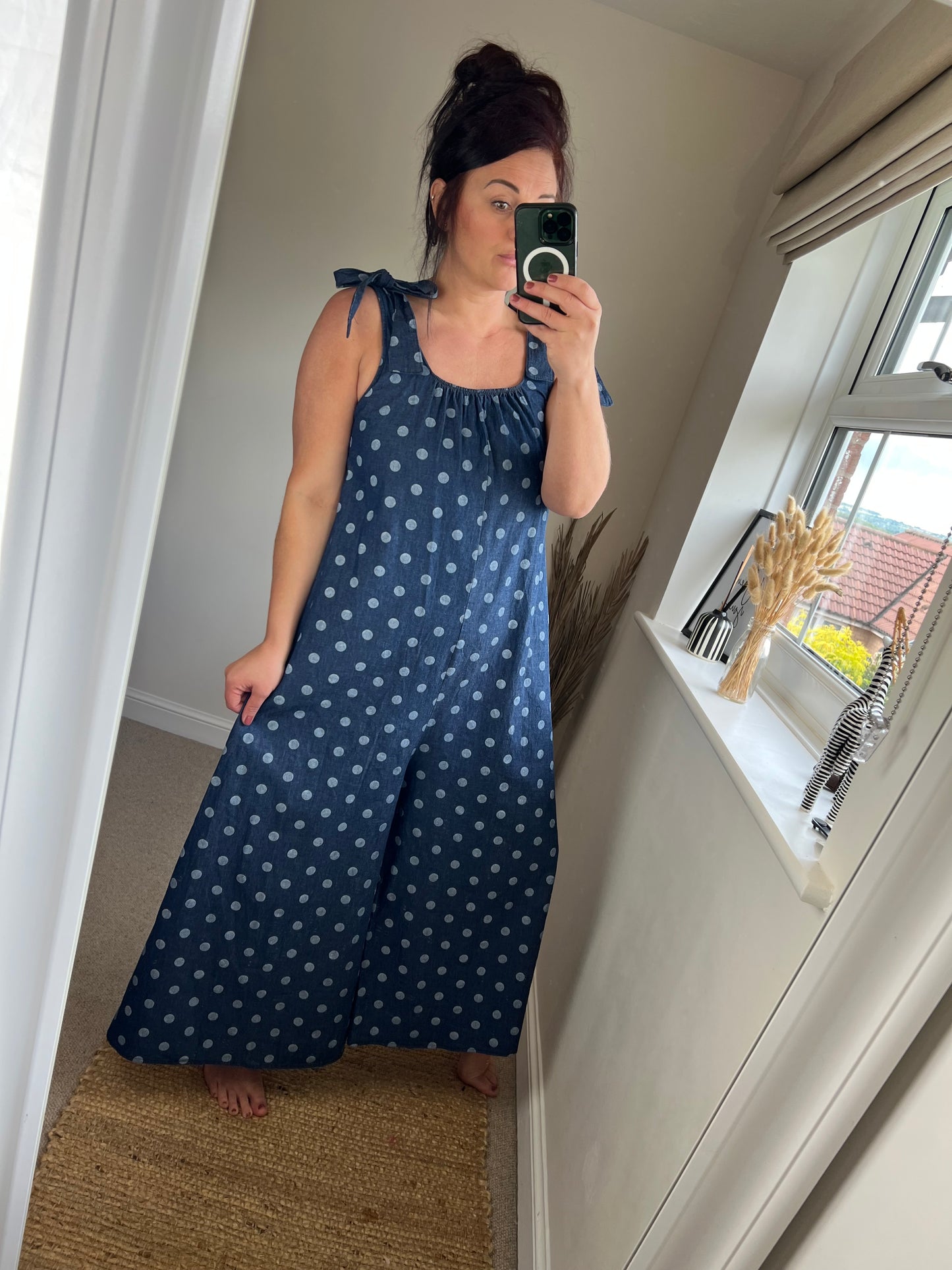 Denim Spotty Jumpsuit