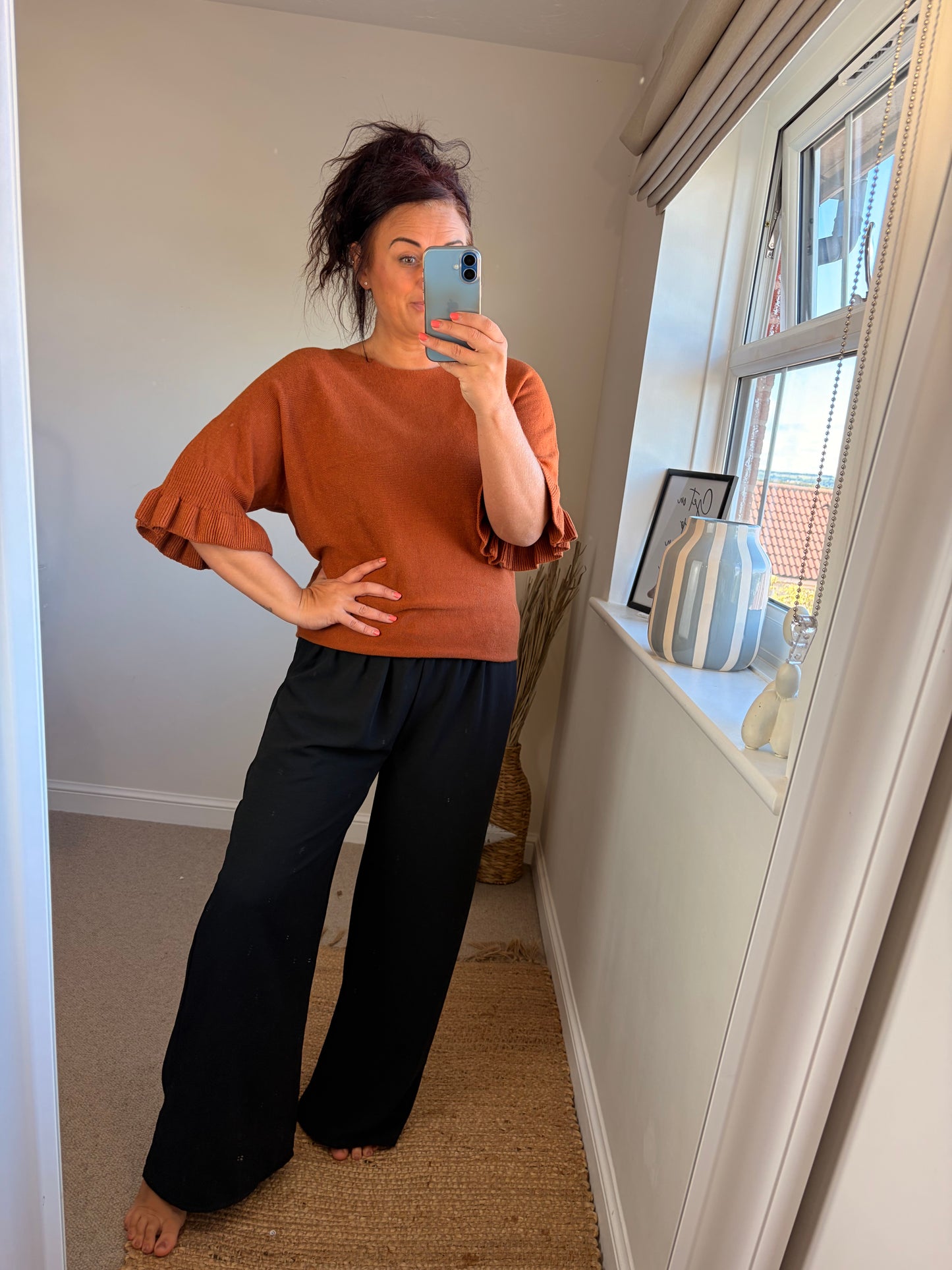 Flute Sleeve Jumper - Rust