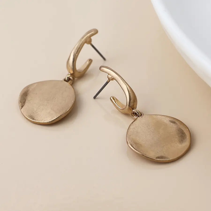 Peace Of Mind - Silver Plated Gold Disc Earrings