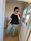 Barrel Leg Linen Trouser - Sage