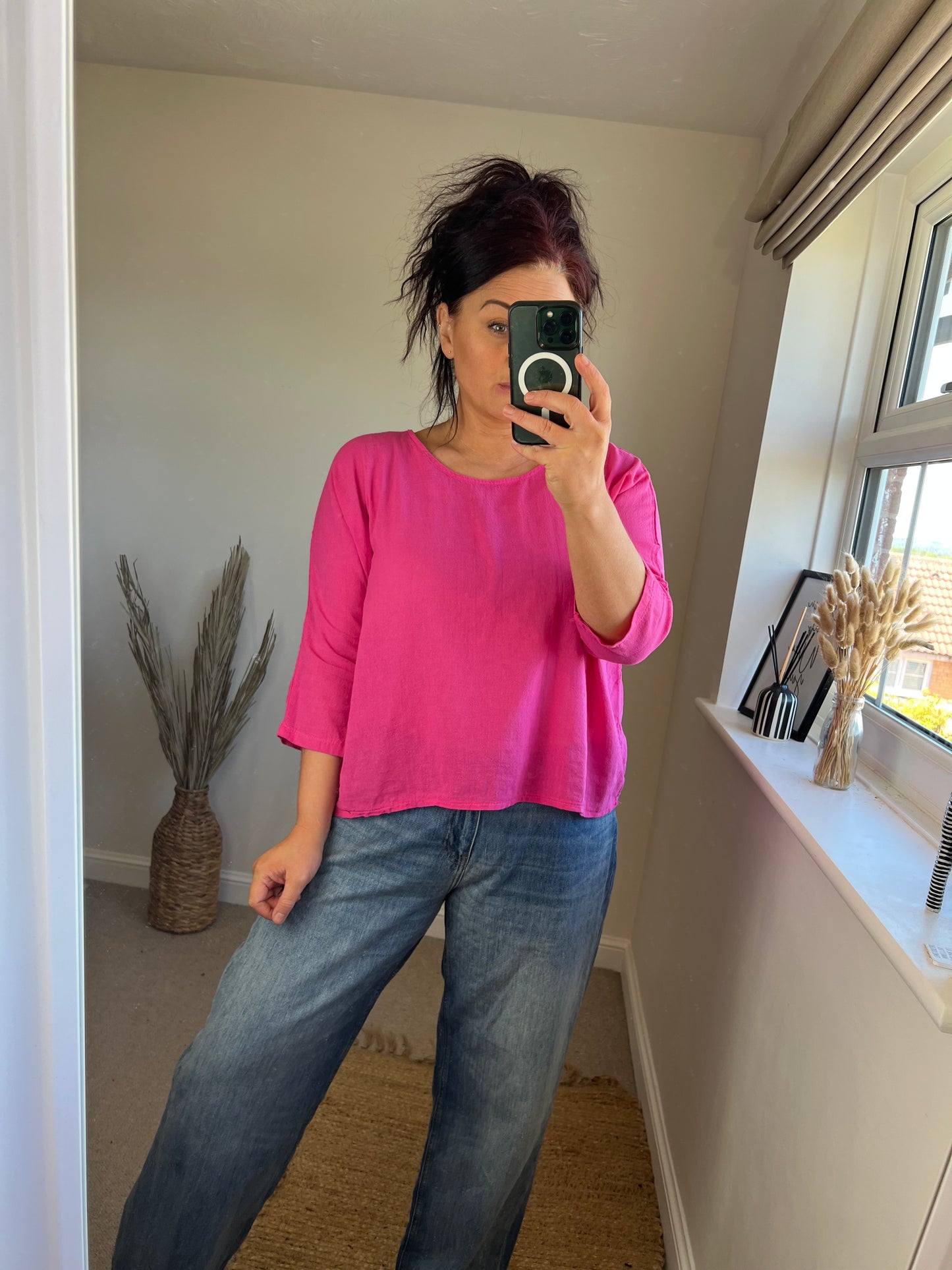 Plain Cotton Top - Cerise