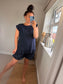 Button Back Short & Top Set - Navy