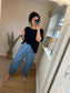 Barrel Leg Stretchy Denim Trousers - Light