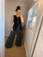 Needle Cord Wide Leg Trousers - Charcoal