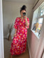 Belted Leopard Dress - Cerise