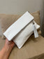 Leather Fold-over Bag - White