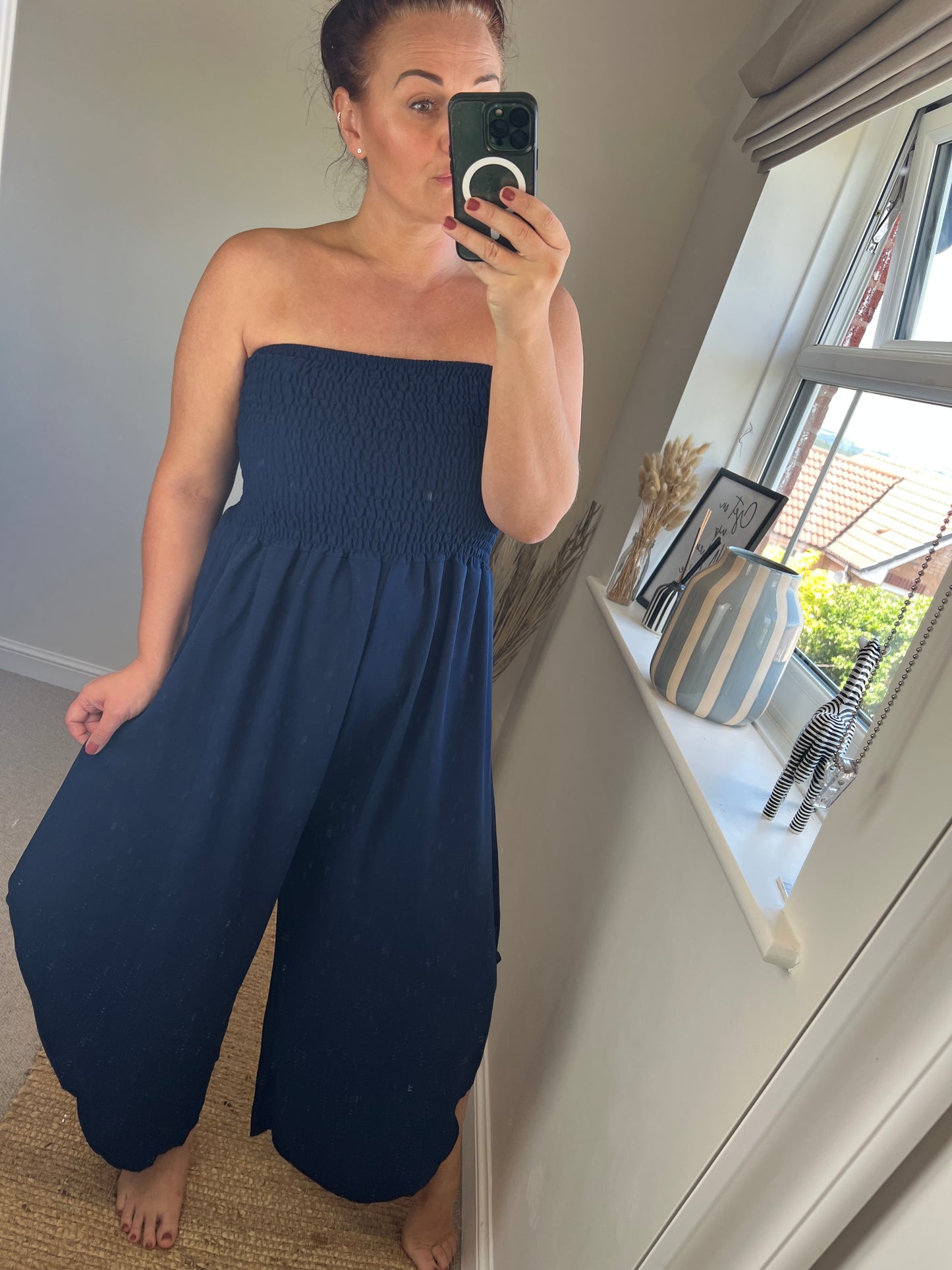Strapless Tapered Jumpsuit - Navy