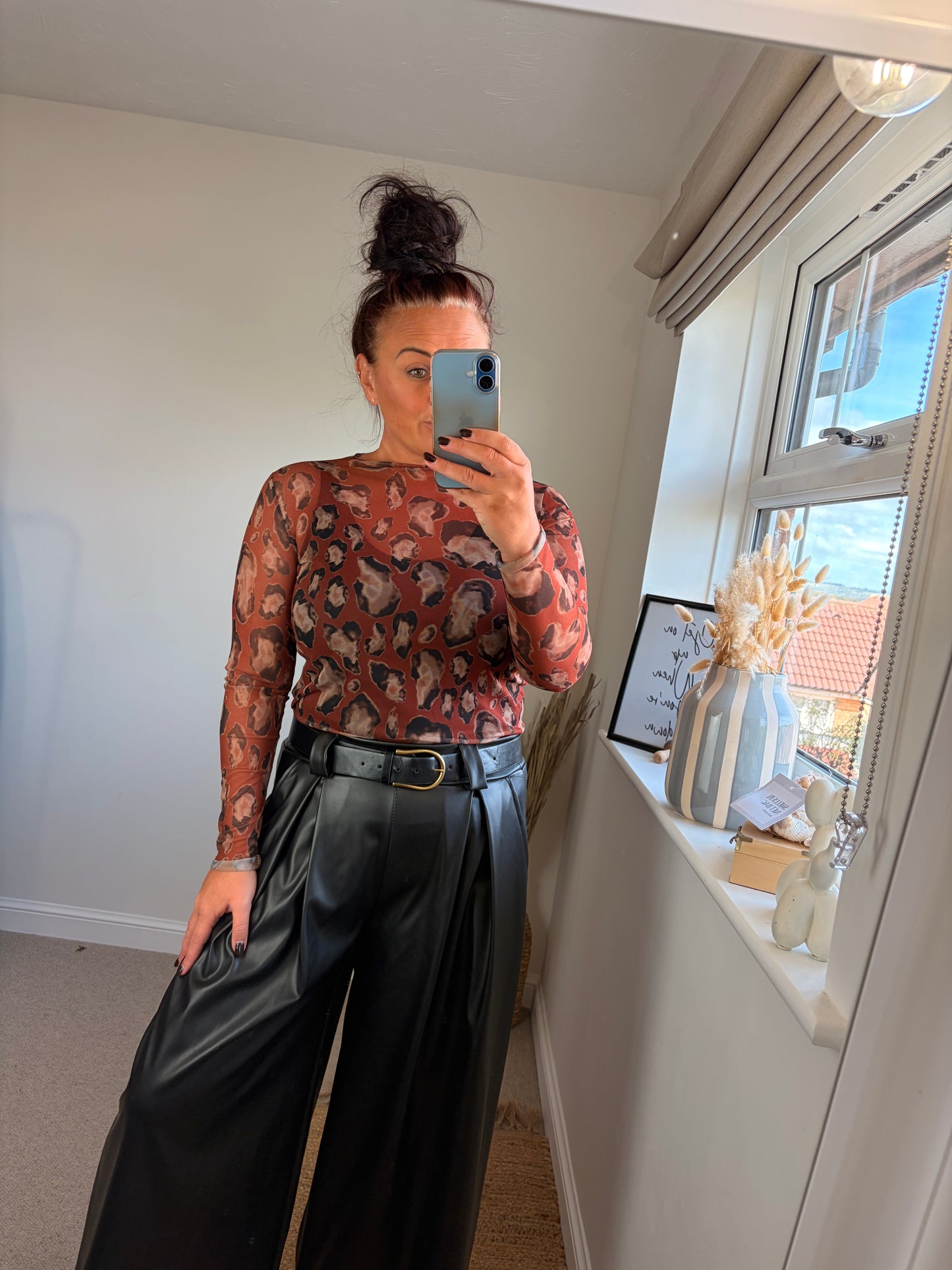 Mesh Layering Top - Leopard Rust