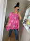 Longline Cotton Floral Top - Cerise