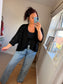 Open Knitted Cardigan - Black