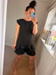 Button Back Short & Top Set - Black
