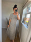 Cotton Stripe Cocoon Dress - Taupe