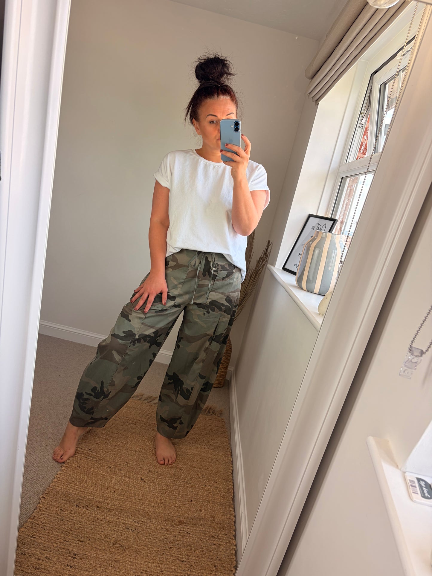 Camo Barrel Leg Trousers