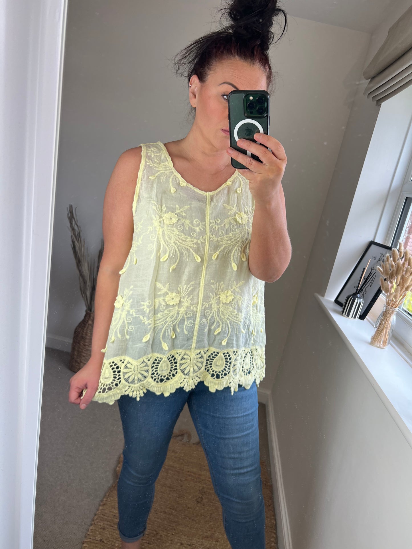 Embroidered Cotton Vest - Lemon