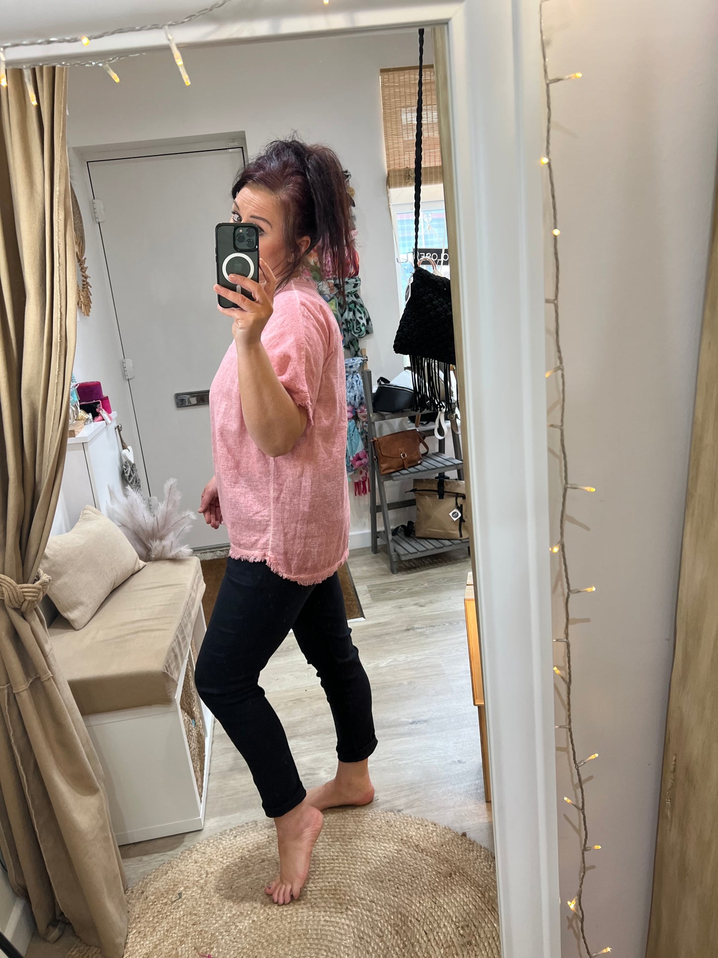 Raw Edge Top - Pink