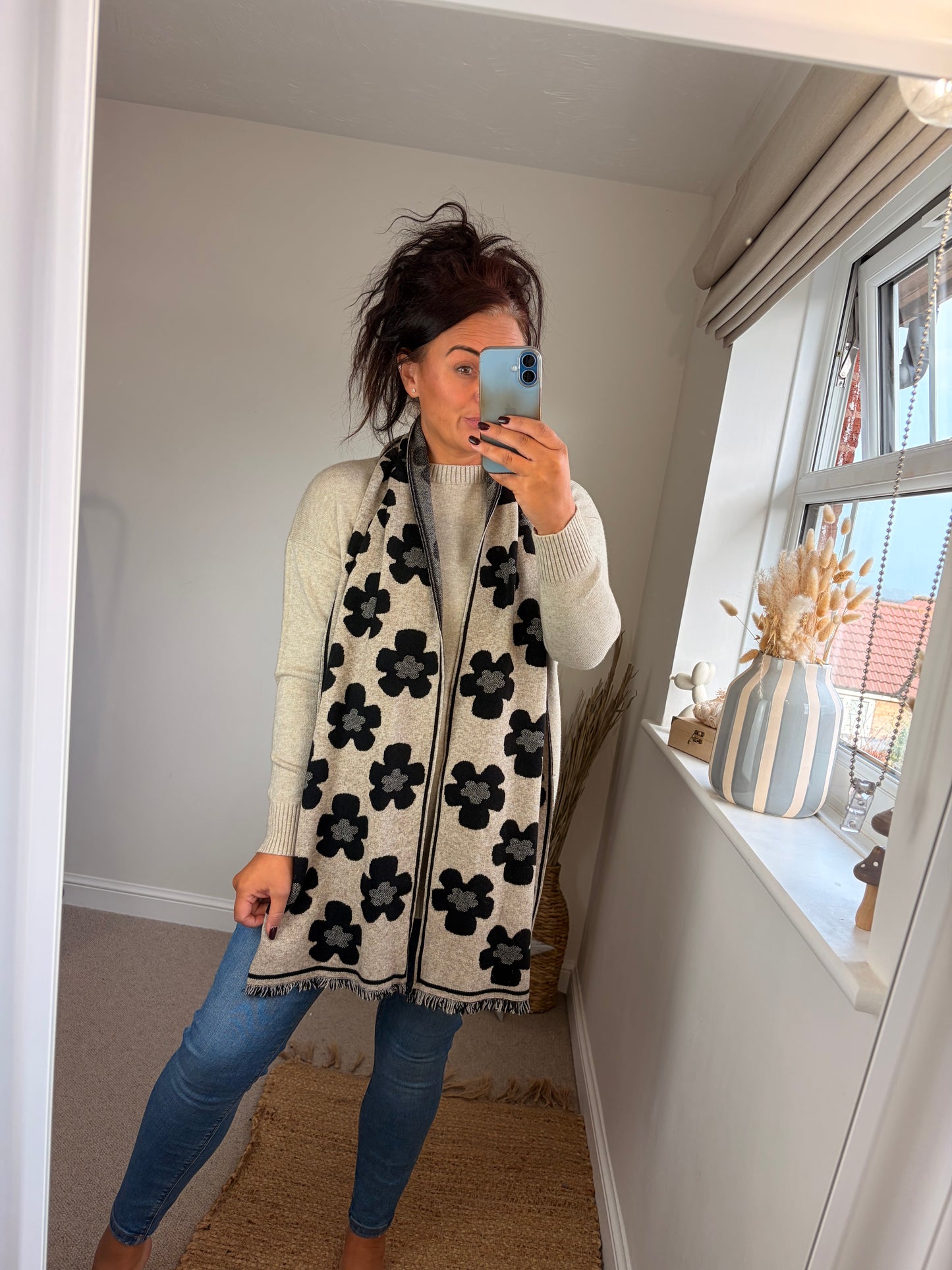 Jumper with Scarf - Beige